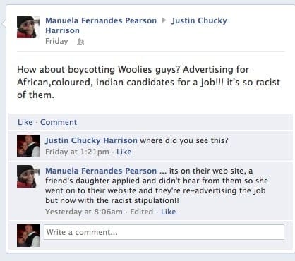 Racist Woolworths SA defiant