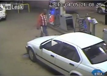 Off-duty policeman beating and kicking an unarmed woman