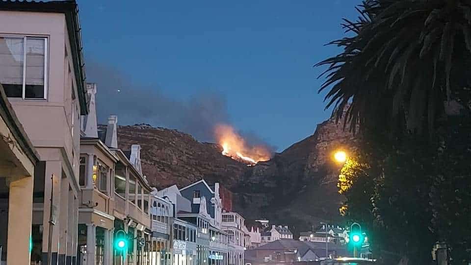 Firefighters and helicopters attend to fire in Simon's Town